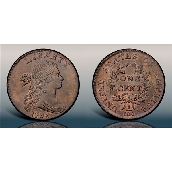 1798 S-179 R2 Small 8, Style II Hair, PCGS graded MS65 Brown