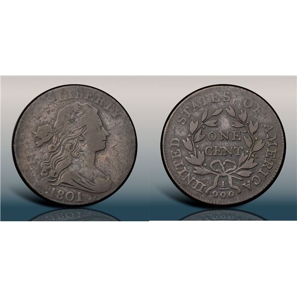 1801 S-218 R5+ 3-Error Reverse PCGS graded F12+T186