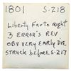 Image 4 : 1801 S-218 R5+ 3-Error Reverse PCGS graded F12+T186