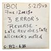 Image 4 : 1801 S-219 R2 3-Error Reverse, PCGS graded VF20