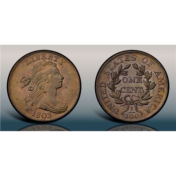 1803 S-258 R1 Small Date, Large Fraction, PCGS graded MS64 Brown