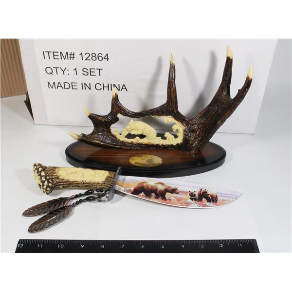 NEW ITEM 12864 BLADE WITH FAUX ANTLER DISPLAY