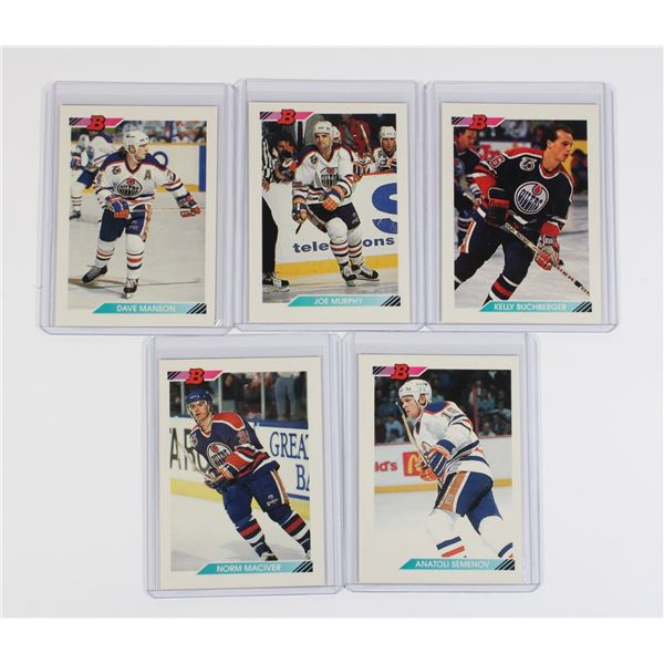 5 HOCKEY CARDS IN SLEEVES OILERS, JOE MURPHY..