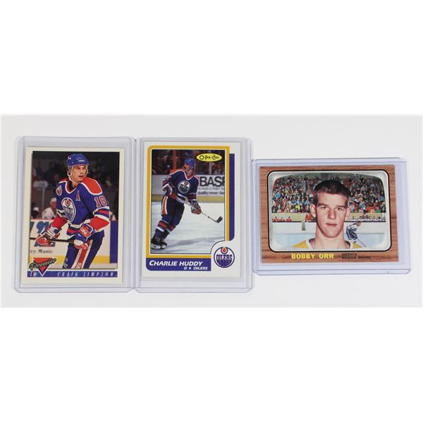 3 HOCKEY CARDS IN SLEEVES, BOBBY ORR..