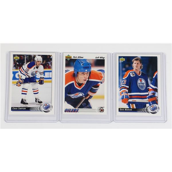3 HOCKEY CARDS IN SLEEVES OILERS, DAVE MANSON..
