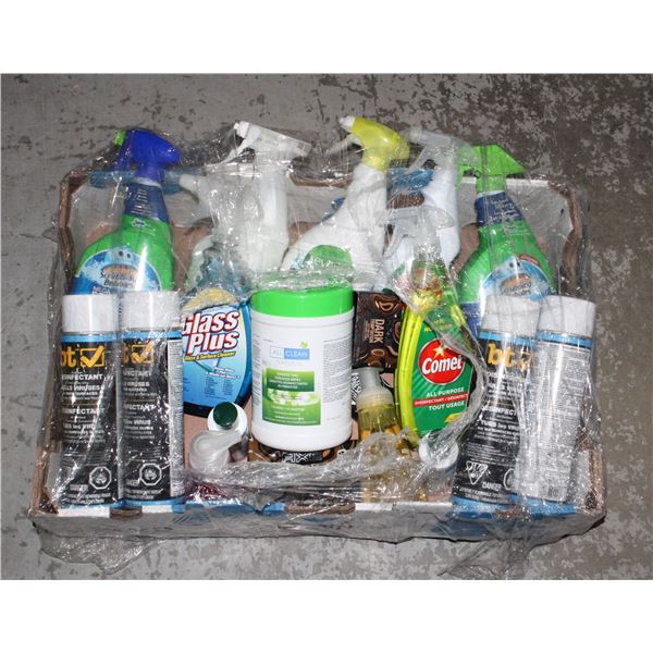 BOX OF CLEANING SUPPLIES