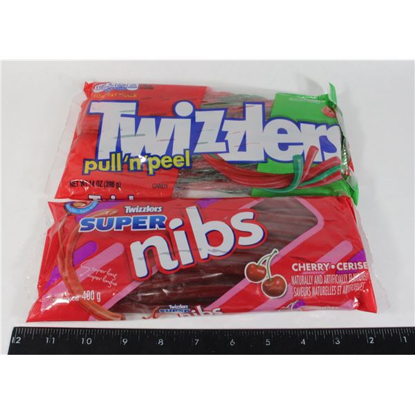 TWIZZLERS SUPER NIBS AND TWIZZLERS PULL'N'PEEL