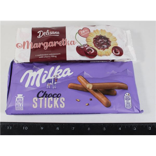 MARGARETKA CHERRY COOKIES AND MILKA CHOCO STICKS