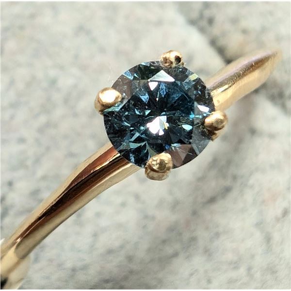 10K YELLOW GOLD 0.95G LAB BLUE DIAMOND 0.3CT RING