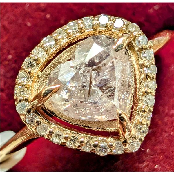 10K YELLOW GOLD 1.8G 1.1CT+0.25CT NATURAL DIAMOND