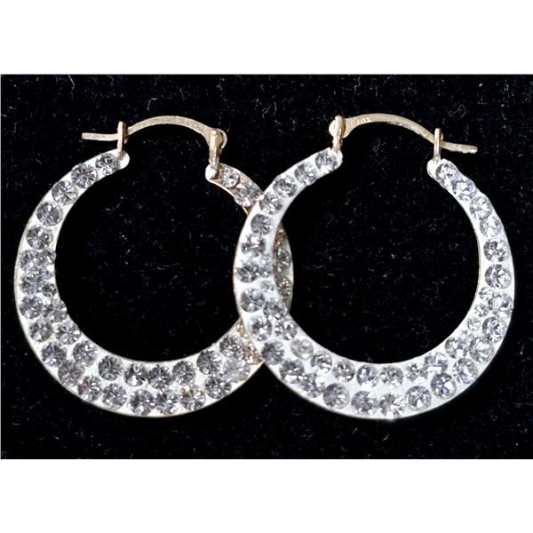 10K 1.21G CRYSTAL HOOP EARRINGS