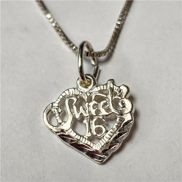 SILVER HEART SHAPE 19" NECKLACE