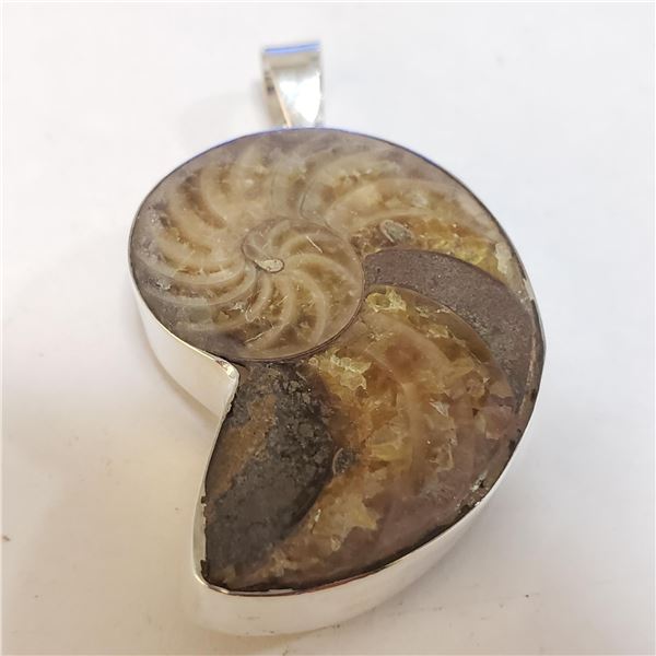 SILVER LARGE GENUINE GEMSTONE PENDANT