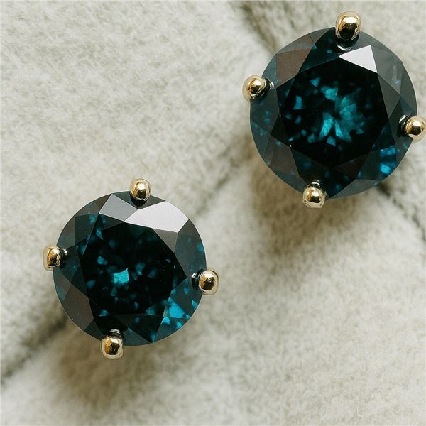 14K 0.87G,LAB BLUE DIAMOND 1CT, EARRINGS
