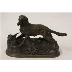 Bronze dog signed P.J. Mene