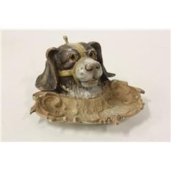 Patinated Austrian bronze Head inkwell