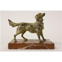 Patinated Austrian bronze Dog on marble base