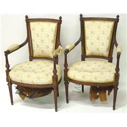 Pair carved walnut fautieuls