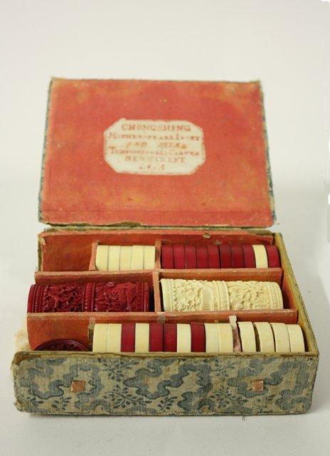 19th c. ivory backgammon set