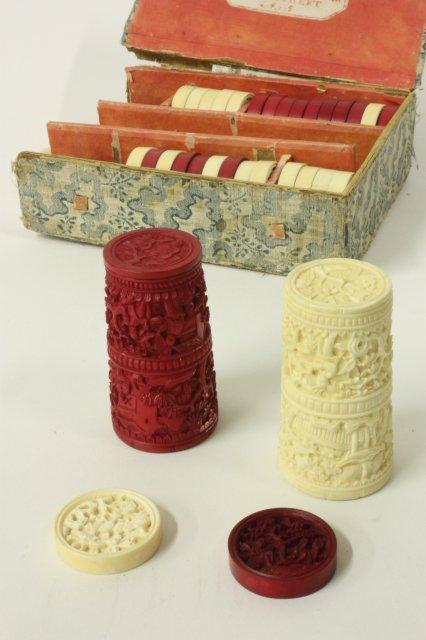 19th c. ivory backgammon set