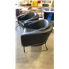 Image 2 : PAIR OF BLACK METAL FRAMED DESIGNER LEATHER TUB CHAIRS