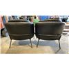 Image 3 : PAIR OF BLACK METAL FRAMED DESIGNER LEATHER TUB CHAIRS