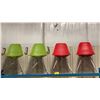Image 2 : 2 GREEN & 2 RED DESIGNER MODERN PLASTIC METAL BASE ACCENT CHAIRS