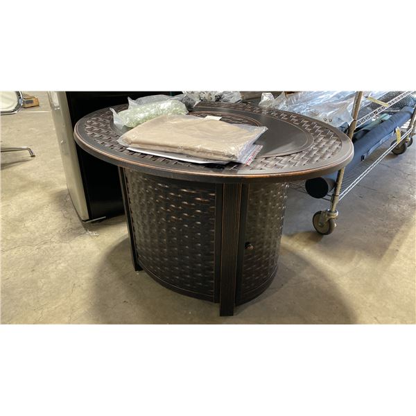 PARAMOUNT FP-450 BRONZE CAST ALUMINUM OVAL PROPANE OUTDOOR FIRE TABLE WITH CONVERTIBLE BURNER