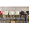 Image 1 : 3 WHITE GOLD FRAMED DESIGNER TUB CHAIRS & 1 GREY BLACK FRAMED DESIGNER TUB CHAIR