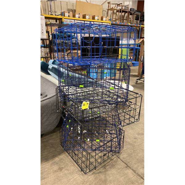 5 ASSORTED SIZED NEW COMMERCIAL FOLDING CRAB TRAPS