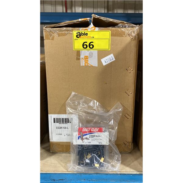 BOX OF EAGLE CLAW BLACK 100 PACK SIZE LARGE SINKER SLIDES BLISTER PACKS