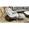 Image 2 : GREY MODERN DESIGNER RETRO STYLE ARMCHAIR WITH OTTOMAN