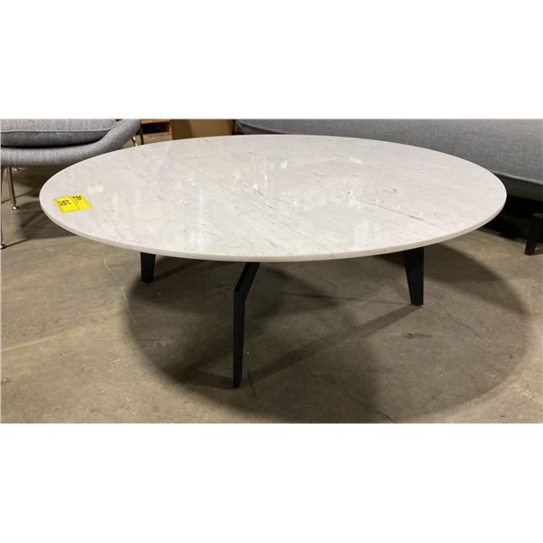 WHITE 40" ROUND DESIGNER GRANITE TOP COCKTAIL TABLE