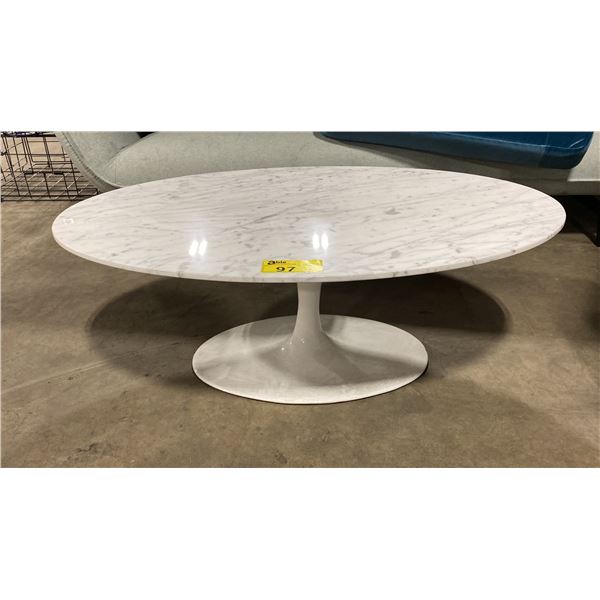 WHITE 42" OVAL DESIGNER GRANITE TOP COCKTAIL TABLE