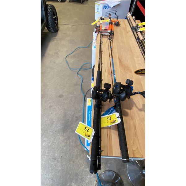 EAGLE CLAW STARFIRE X TROLLING ROD WITH REEL, EAGLE CLAW FEATHERLIGHT PRO 220 TROLLING ROD WITH