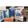 Image 4 : SHELF OF ASSORTED POOL/SPA PRODUCTS- GAMES, FLOATIES, CHEMICAL DISPENSERS, ZORBIE & BALLS