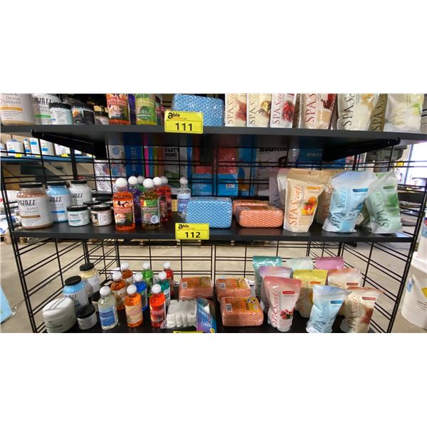 SHELF OF RETAIL SPA PRODUCTS- SPA SCENTS, SPA/BATH AROMATHERAPY CRYSTALS/GELS & ZORBIES
