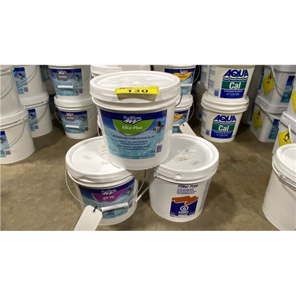 2 BUCKETS OF POOLBOSS CHEMICALS & 1-8KG BUCKET OF FILTER FREE FILTER CLEANER