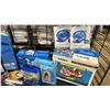 Image 3 : SHELF OF ASSORTED POOL PRODUCTS- FLOATIES, CHEMICAL DISPENSERS, BEACH BALL & KICKBOARDS