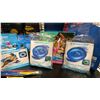 Image 3 : SHELF OF ASSORTED POOL/SPA PRODUCTS- GAMES, FLOATIES, UMBRELLA HATS, KICKBOARD & BEACH BALL