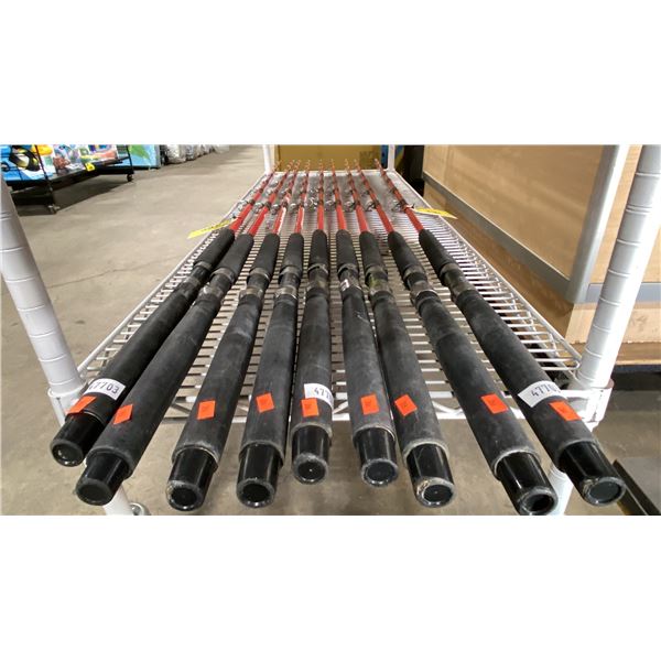 9 TROPHY XL TCP565C RED PRO HALIBUT RODS IN VARIOUS CONDITION *MUST TAKE ALL*