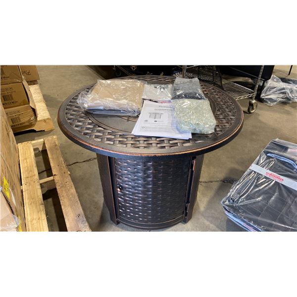 PARAMOUNT FP-545 BRONZE CAST ALUMINUM 33" ROUND PROPANE OUTDOOR FIRE TABLE WITH CONVERTIBLE BURNER
