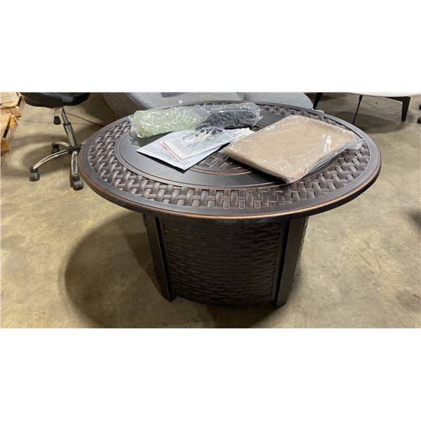 PARAMOUNT FP-450 BRONZE CAST ALUMINUM OVAL PROPANE OUTDOOR FIRE TABLE WITH CONVERTIBLE BURNER