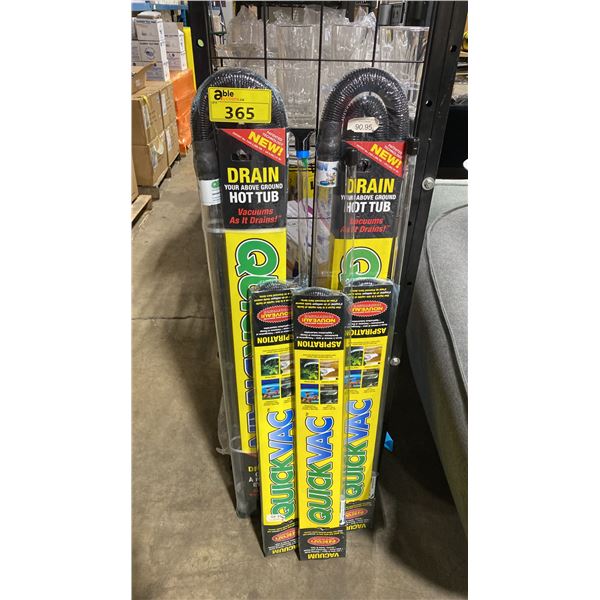 2 LARGE HOT TUB QUICKDRAIN SPA VACUUMS, & 2 SMALL HOT TUB QUICKVAC SPA VACUUMS