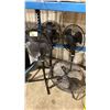 Image 2 : 4 BLACK ELECTRIC FLOOR FANS & 2 YELLOW MOBILE SANITARY MOP BUCKETS WITH MOPS