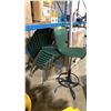 Image 3 : STACK OF 7 GREEN PADDED STACKING CHAIRS & GREEN GAS LIFT SWIVEL STATIONARY DRAFTING STOOL