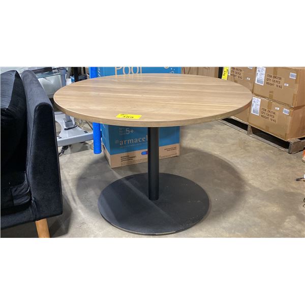 SMOKED WOOD 42" ROUND METAL BASE CONFERENCE TABLE