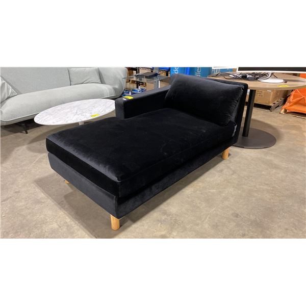 BLACK MODERN MICROFIBER SINGLE DESIGNER LOUNGER 36"W X 63"L X 30"H