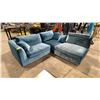 Image 1 : BLUE MODERN MICROFIBER L-SHAPED 3 SEAT DESIGNER SECTIONAL PCS 88"W X 84"L X 26"H