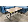 Image 1 : NATURAL WOOD BLACK METAL FRAMED COCKTAIL TABLE 42"W X 20"D X 18"H